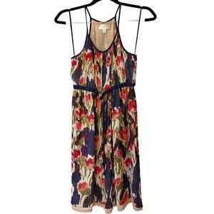 Anthro x Moulinette Soeurs Silk Floral Halter Mini Dress Women's Sz 2 Multicolor